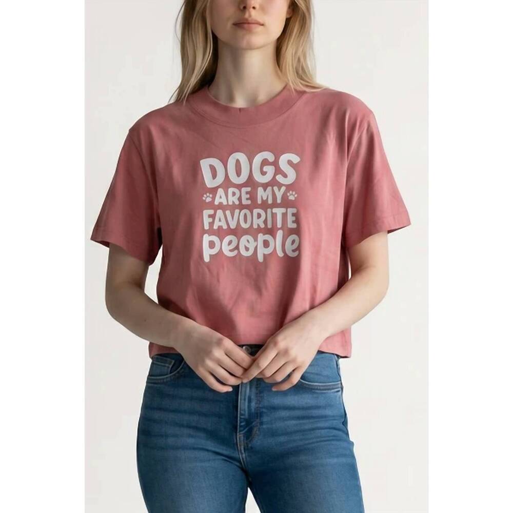 NEW LAT APPAREL dogs are my favorite crop tee in pink